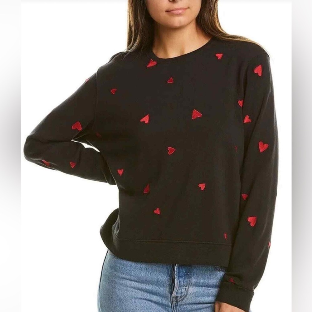 Black Sweater with Red Hearts S